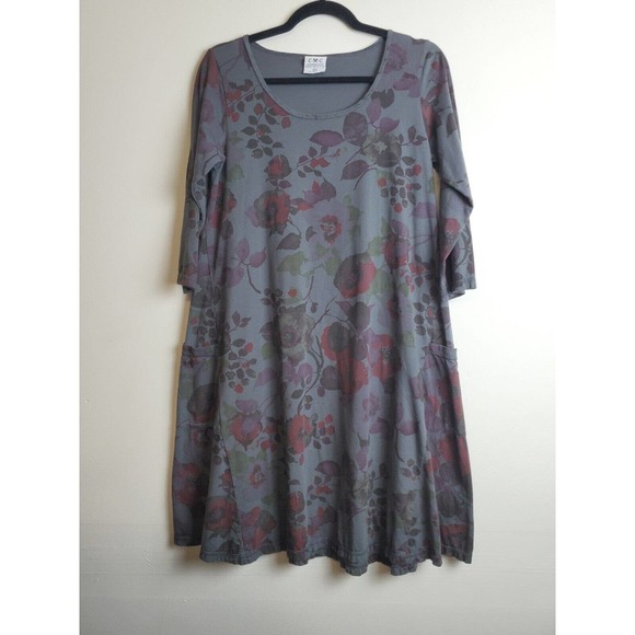 Color Me Cotton Women Dress XS Floral Round Neck Shift Made In USA Pockets - Picture 9 of 9